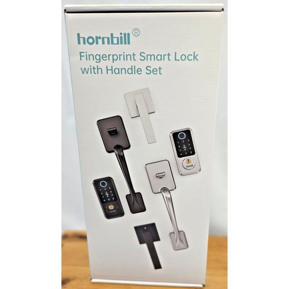 Hornbill WiFi Smart Door Lock Set Keyless Entry Fingerprint Deadbolt Handle Silv